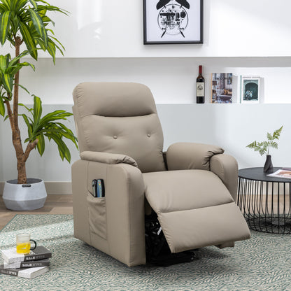 Blue Power Lift Recliner with Massage, Heat, and Side Pocket