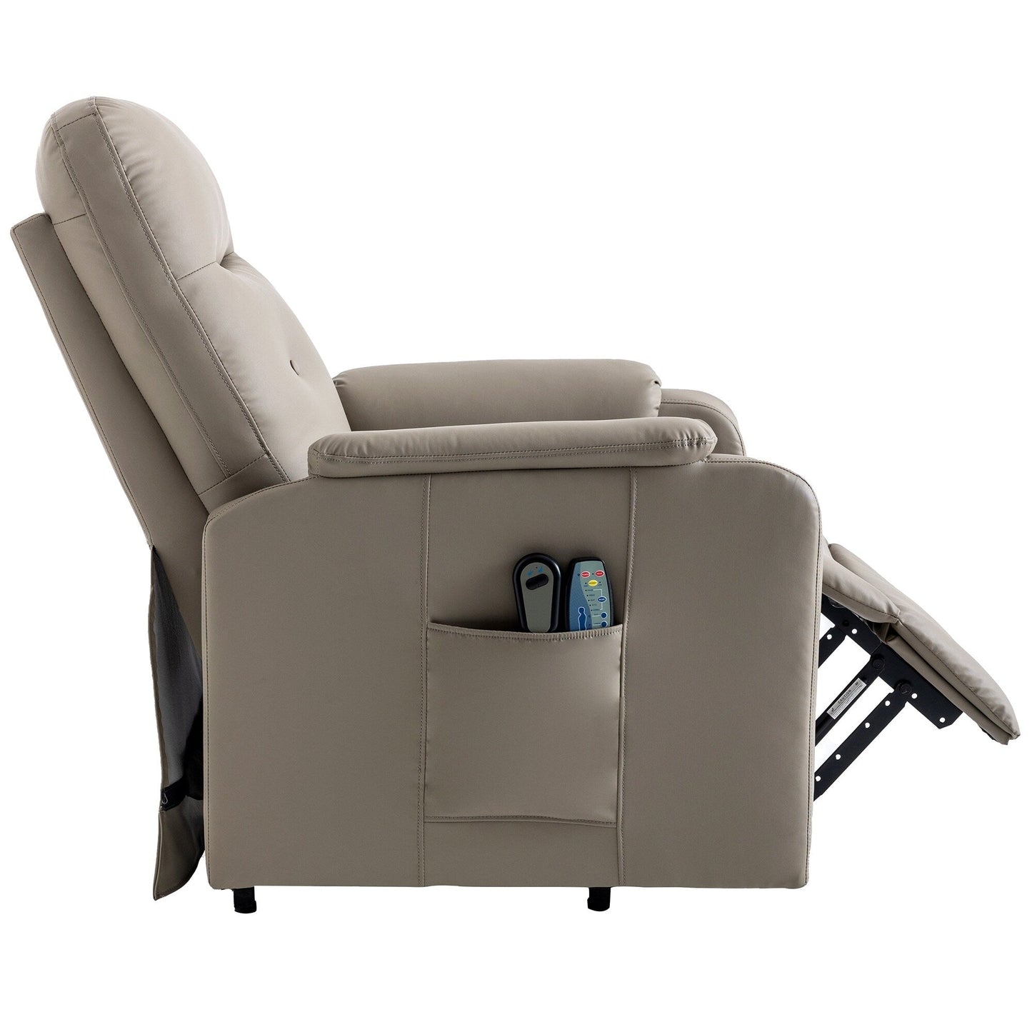 Blue Power Lift Recliner with Massage, Heat, and Side Pocket