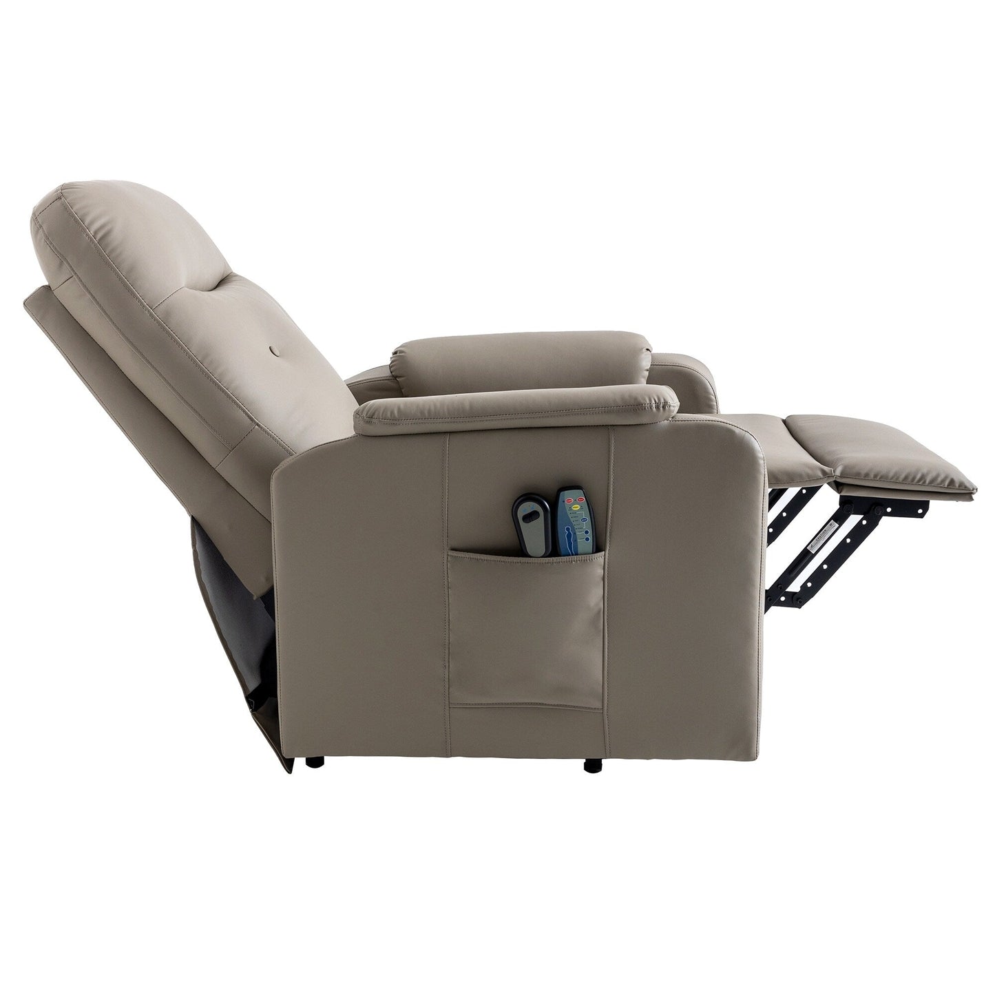 Blue Power Lift Recliner with Massage, Heat, and Side Pocket