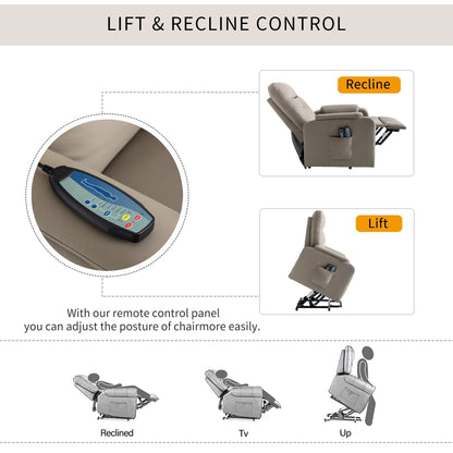 Blue Power Lift Recliner with Massage, Heat, and Side Pocket