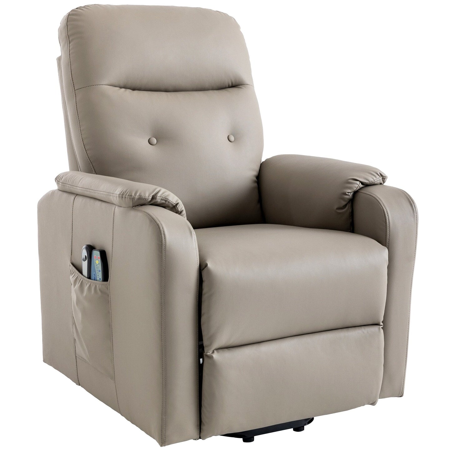 Blue Power Lift Recliner with Massage, Heat, and Side Pocket