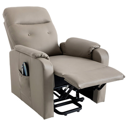 Blue Power Lift Recliner with Massage, Heat, and Side Pocket