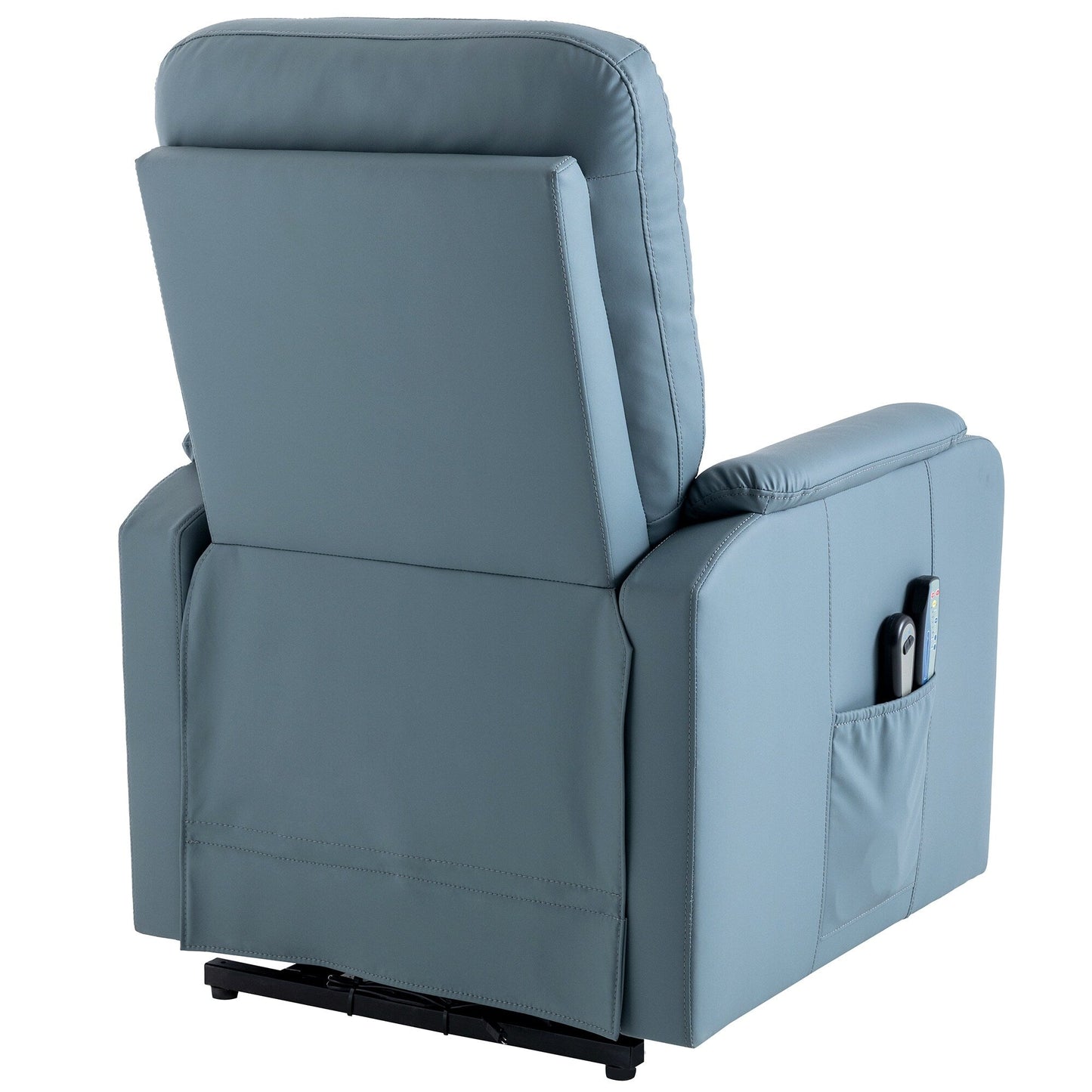 Blue Power Lift Recliner with Massage, Heat, and Side Pocket