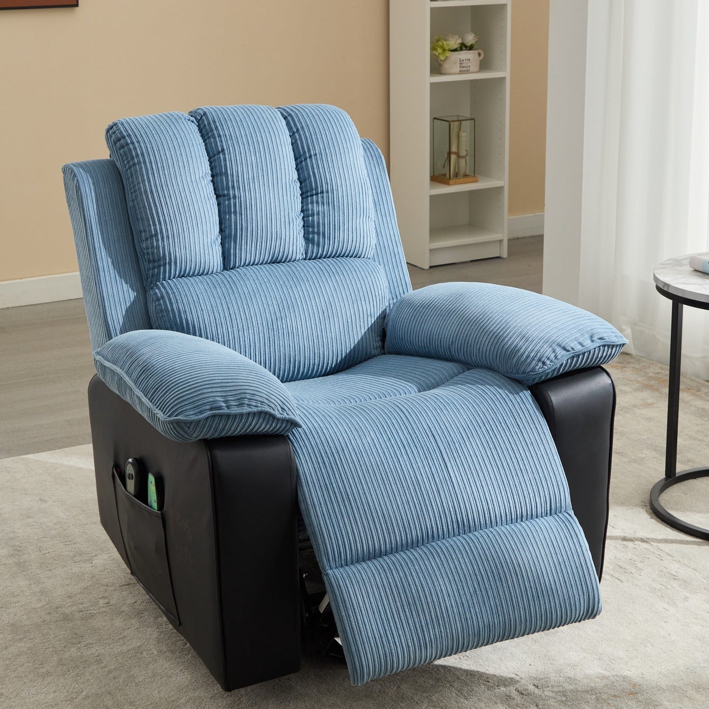 Blue Recliner Chair with 8-Point Heated Massage, Modern Aesthetic, and High Comfort for Relaxation