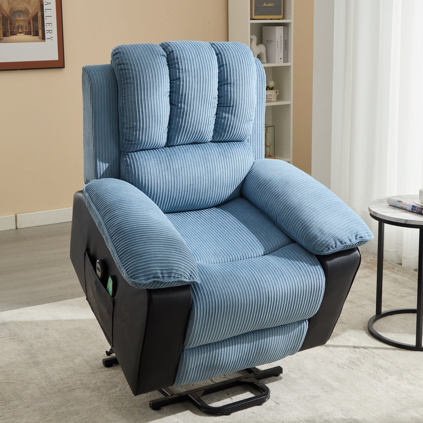 Blue Recliner Chair with 8-Point Heated Massage, Modern Aesthetic, and High Comfort for Relaxation