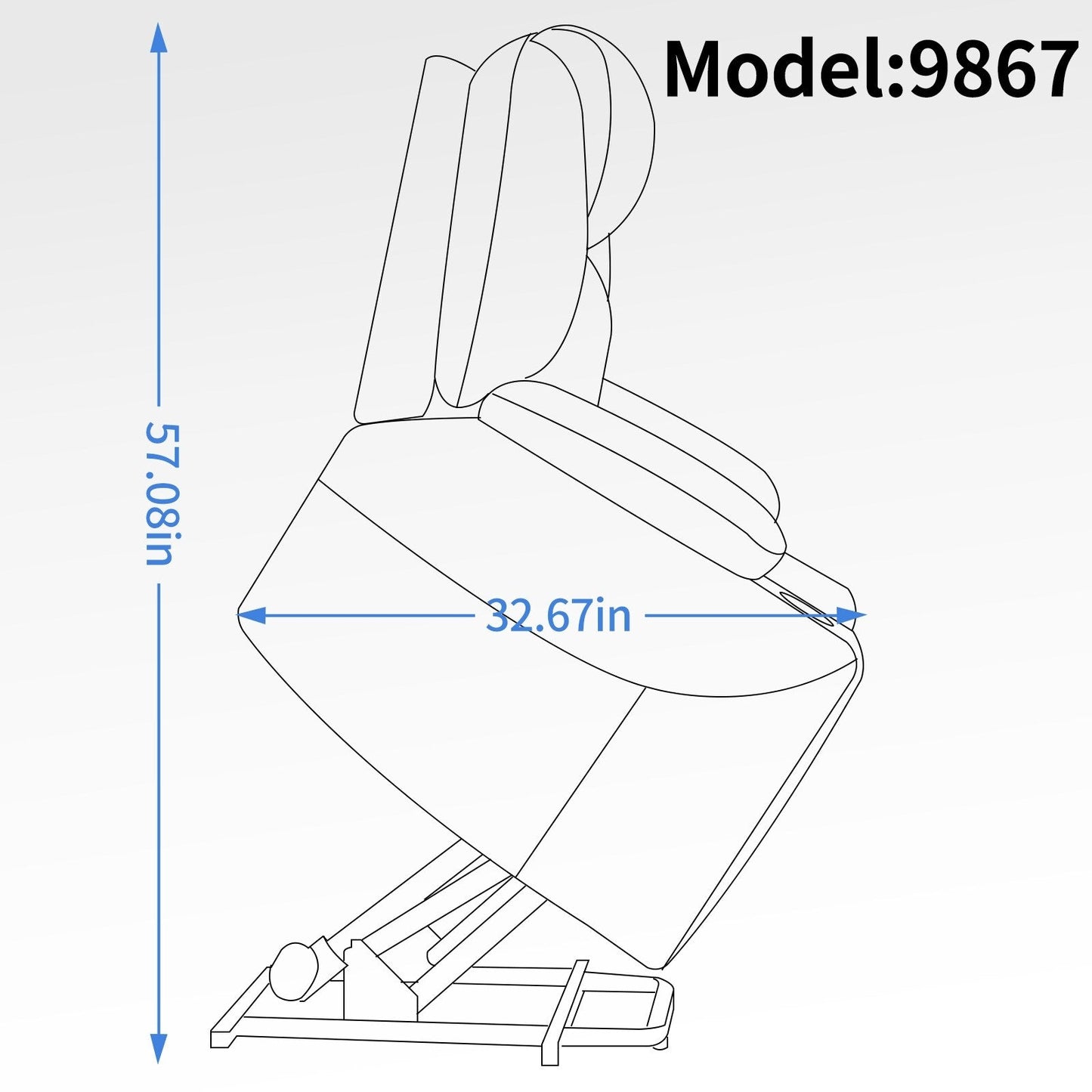 Blue Recliner Chair with 8-Point Vibration Massage, Lumbar Heating, Dual USB Ports, and Stainless Steel Cup Holders
