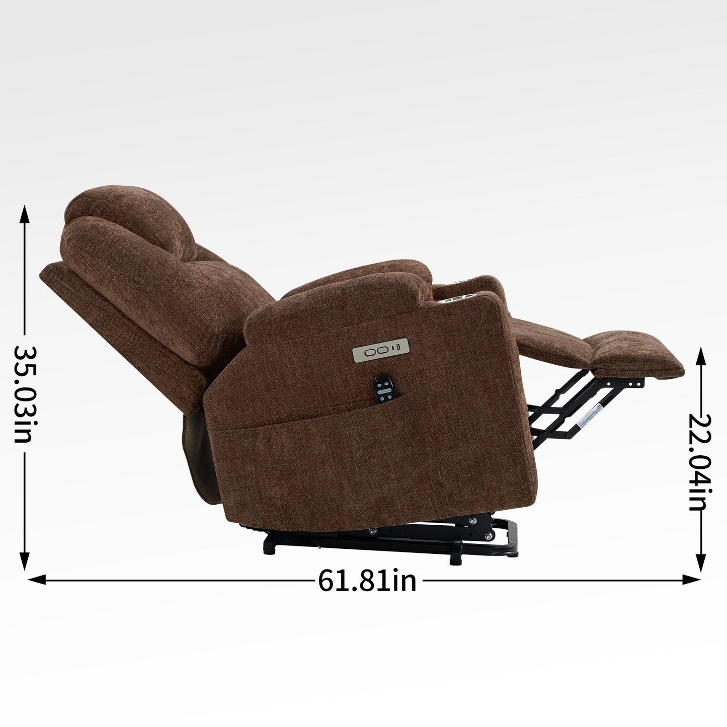 Blue Recliner Chair with 8-Point Vibration Massage, Lumbar Heating, Dual USB Ports, and Stainless Steel Drink Holders