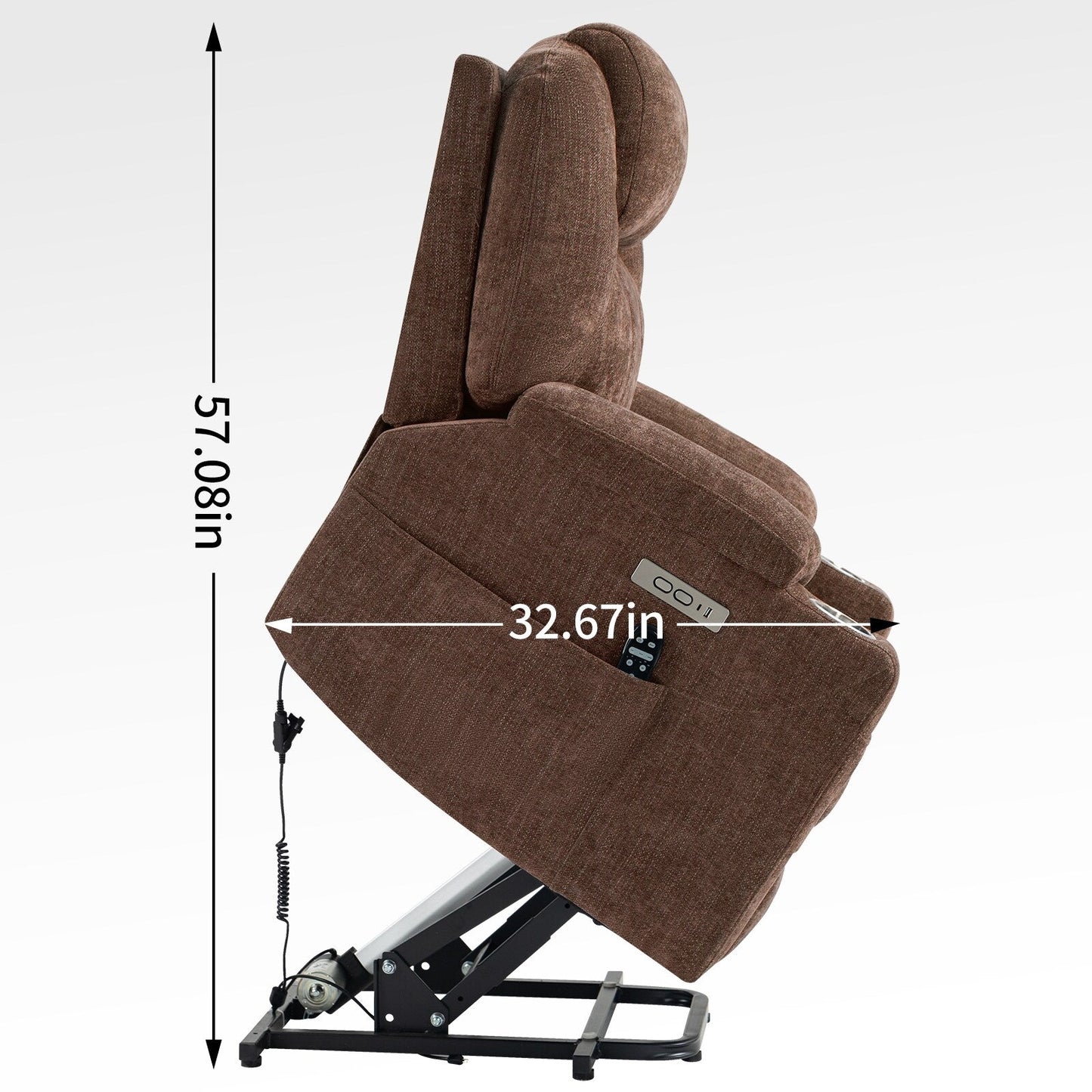 Blue Recliner Chair with 8-Point Vibration Massage, Lumbar Heating, Dual USB Ports, and Stainless Steel Drink Holders