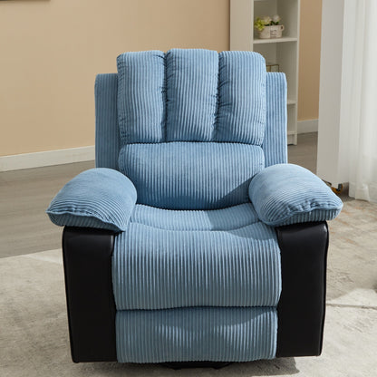 Blue Recliner Chair with Heated, 8 Massage Motors, Modern Design, and High Comfort for Ultimate Relaxation