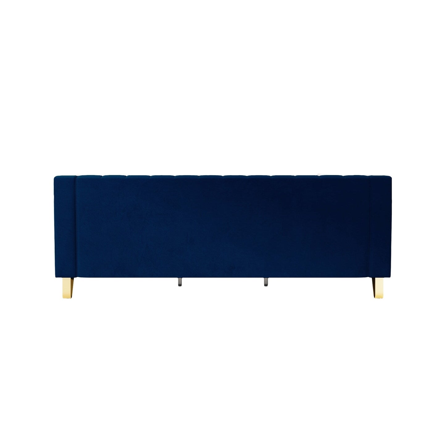 Blue Velvet 3-seater Sofa with Gold Accents