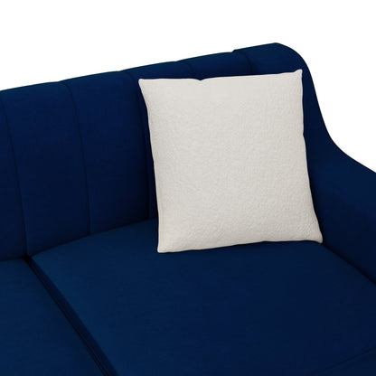 Blue Velvet 3-seater Sofa with Gold Accents