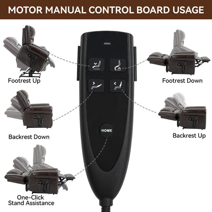 Brown Genuine Leather Power Lift Recliner with Heat, Massage, and USB Ports