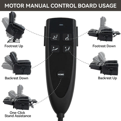 Brown Genuine Leather Power Recliner with Dual Motors, Heating Massage, USB Ports, and Customizable Recline Angles
