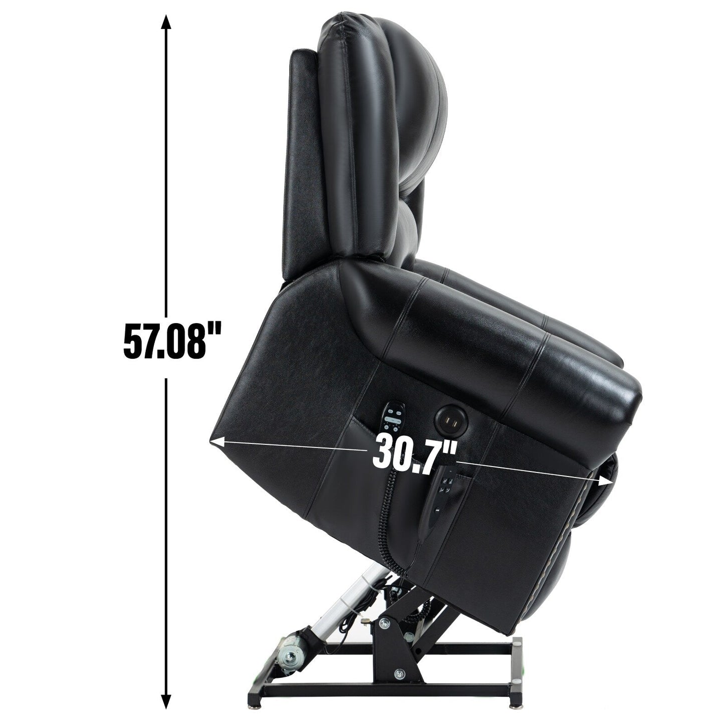 Brown Genuine Leather Power Recliner with Dual Motors, Heating Massage, USB Ports, and Customizable Recline Angles