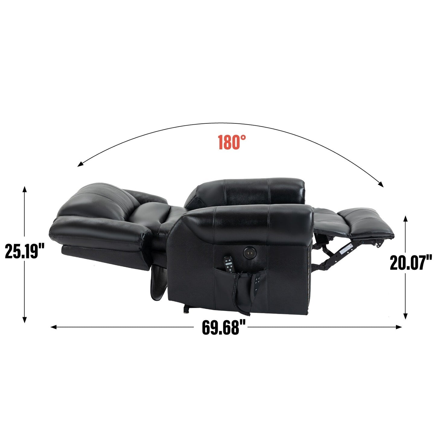 Brown Genuine Leather Power Recliner with Dual Motors, Heating Massage, USB Ports, and Customizable Recline Angles