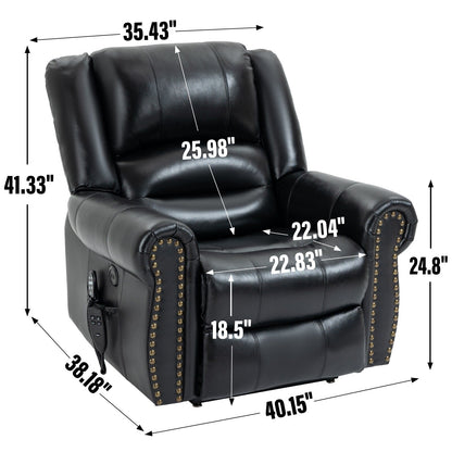 Brown Genuine Leather Power Recliner with Dual Motors, Heating Massage, USB Ports, and Customizable Recline Angles