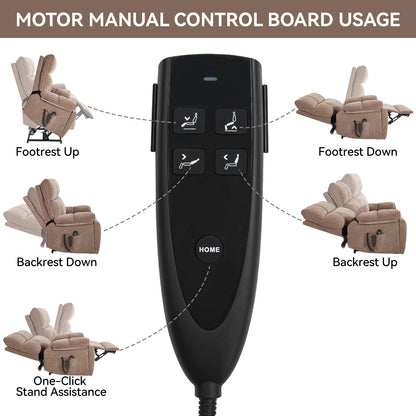 Brown Heat Massage Dual Motor Infinite Position Up to 350 LBS Large Electric Power Lift Recliners with Power-Remote
