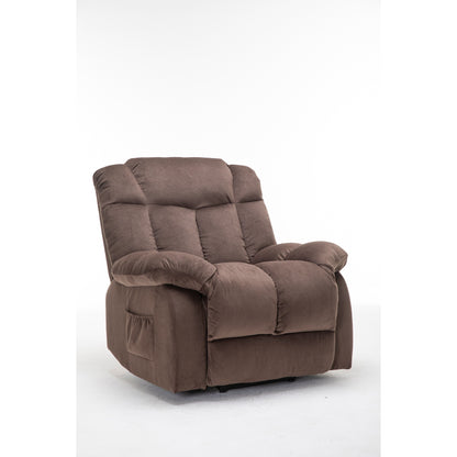 Brown Heavy Duty Power Lift Recliner with Anti-Skid Fabric, Overstuffed Cushion, and Adjustable Features for Seniors