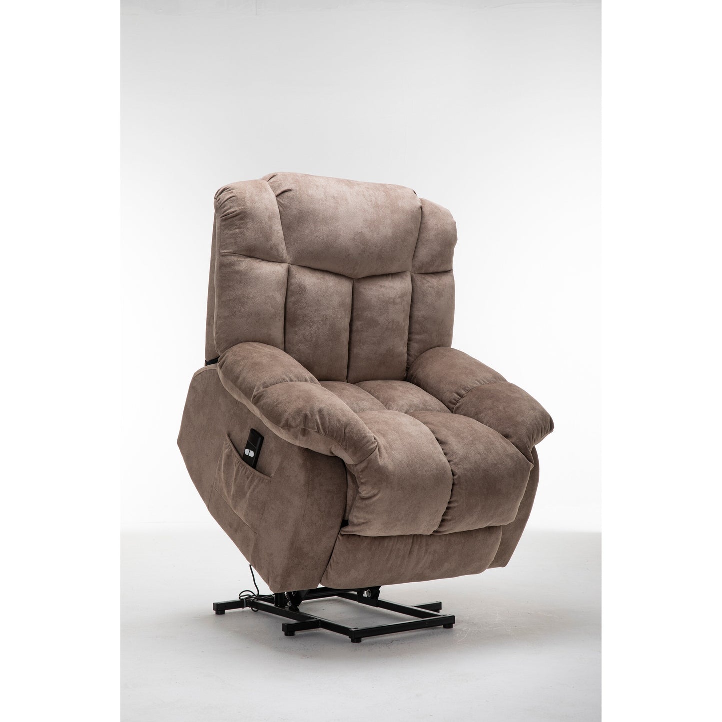 Brown Heavy Duty Power Lift Recliner with Anti-Skid Fabric, Overstuffed Cushion, and Adjustable Features for Seniors