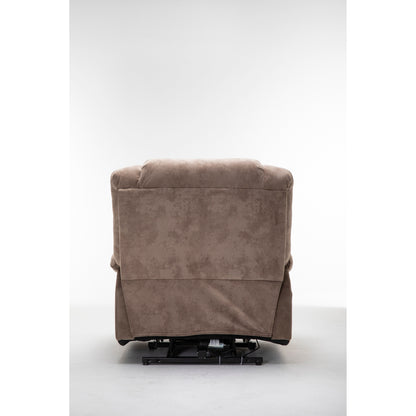 Brown Heavy Duty Power Lift Recliner with Anti-Skid Fabric, Overstuffed Cushion, and Adjustable Features for Seniors