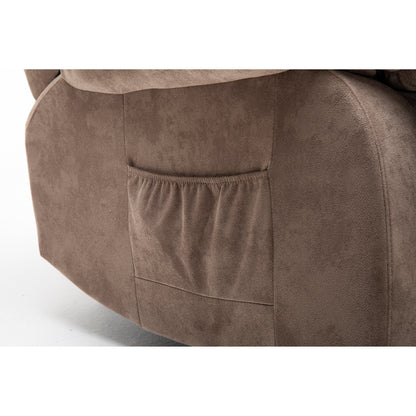 Brown Heavy Duty Power Lift Recliner with Anti-Skid Fabric, Overstuffed Cushion, and Adjustable Features for Seniors