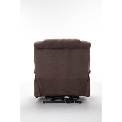 Brown Heavy Duty Power Lift Recliner with Anti-Skid Fabric, Overstuffed Cushion, and Adjustable Features for Seniors