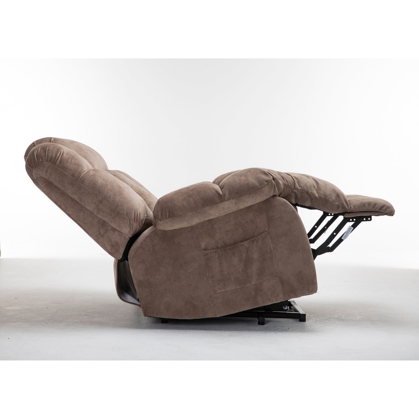 Brown Heavy Duty Power Lift Recliner with Anti-Skid Fabric, Overstuffed Cushion, and Adjustable Features for Seniors