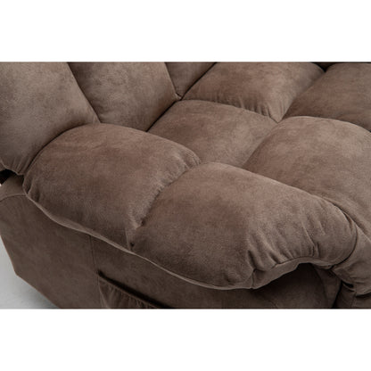 Brown Heavy Duty Power Lift Recliner with Anti-Skid Fabric, Overstuffed Cushion, and Adjustable Features for Seniors