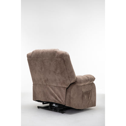 Brown Heavy Duty Power Lift Recliner with Anti-Skid Fabric, Overstuffed Cushion, and Adjustable Features for Seniors