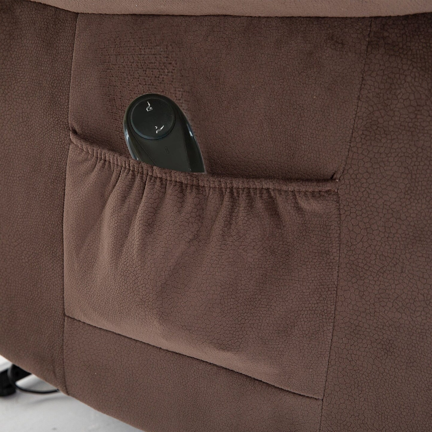 Brown Heavy Duty Power Lift Recliner with Anti-Skid Fabric, Overstuffed Cushion, and Adjustable Features for Seniors