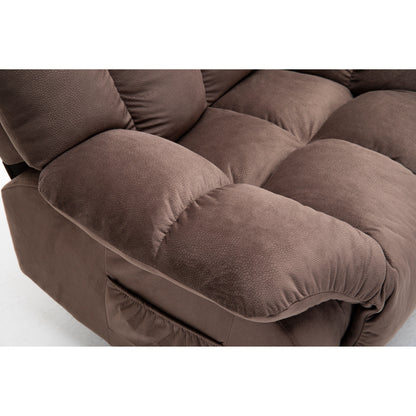 Brown Heavy Duty Power Lift Recliner with Anti-Skid Fabric, Overstuffed Cushion, and Adjustable Features for Seniors