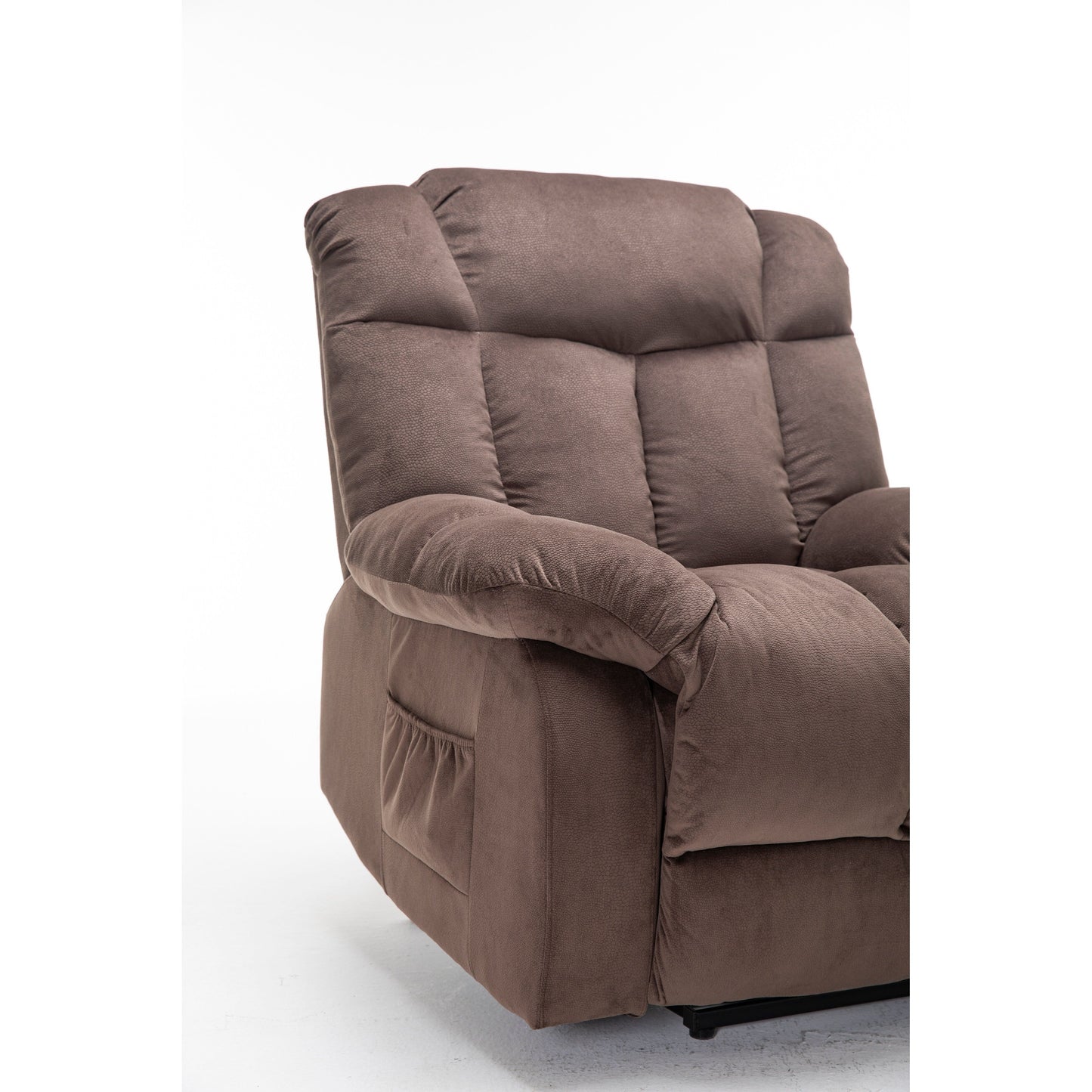 Brown Heavy Duty Power Lift Recliner with Anti-Skid Fabric, Overstuffed Cushion, and Adjustable Features for Seniors
