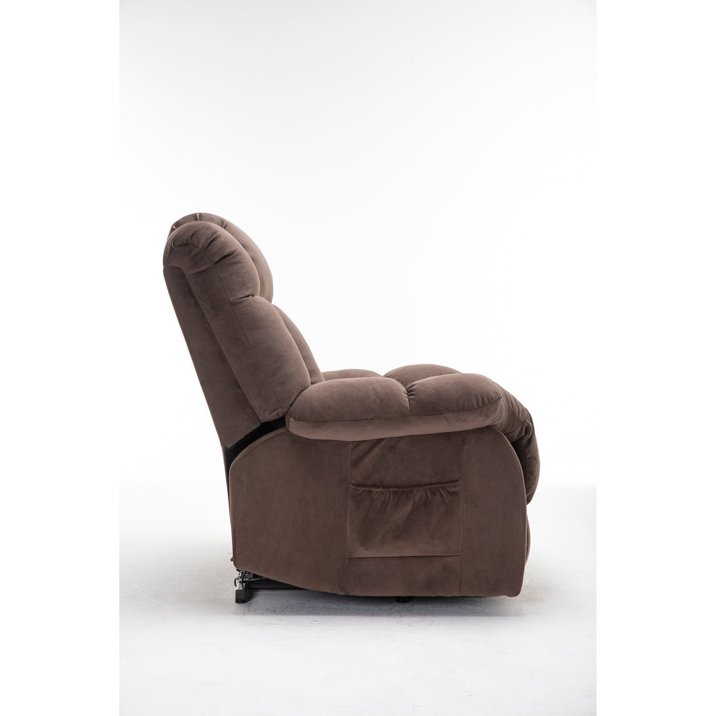 Brown Heavy Duty Power Lift Recliner with Anti-Skid Fabric, Overstuffed Cushion, and Adjustable Features for Seniors