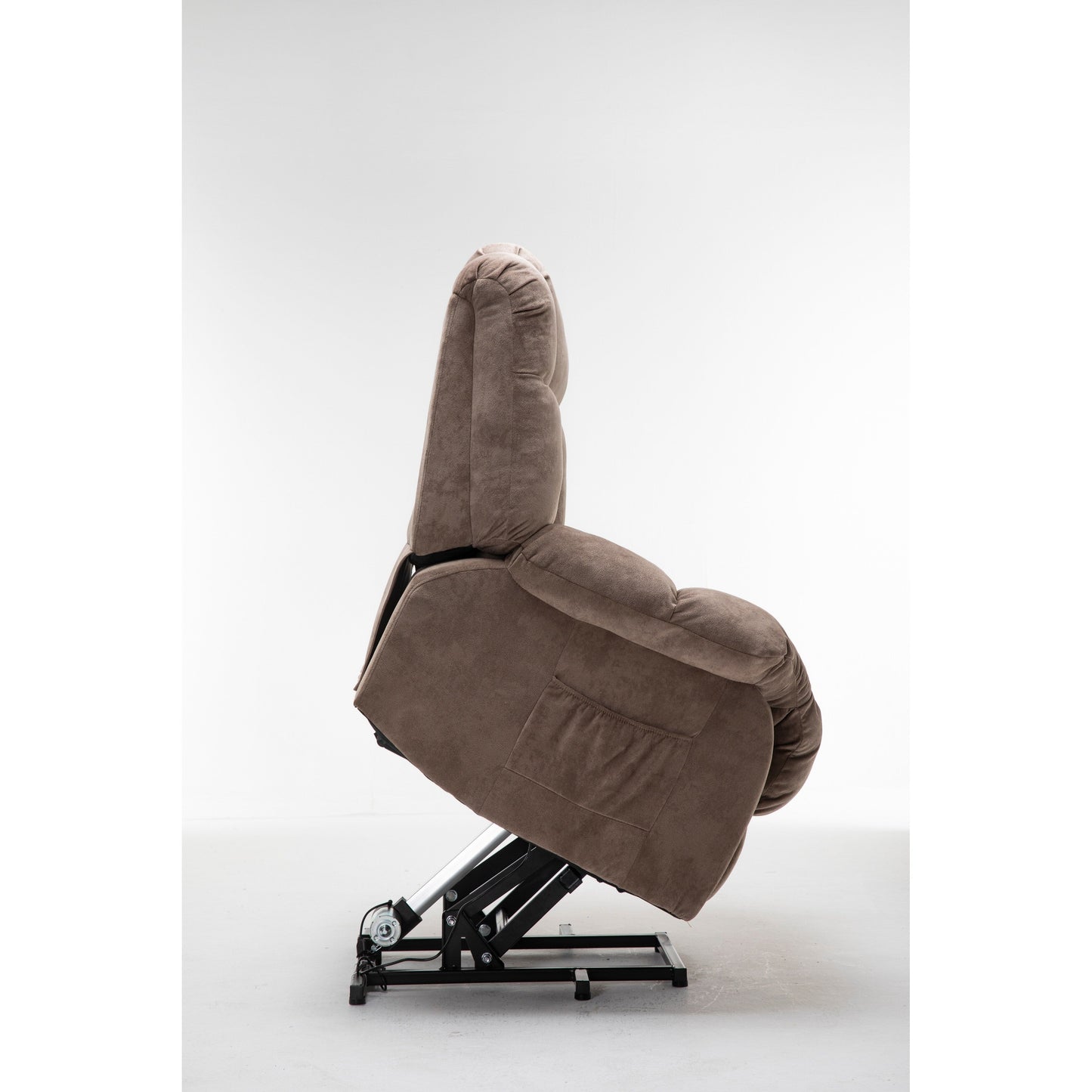 Brown Heavy Duty Power Lift Recliner with Anti-Skid Fabric, Overstuffed Cushion, and Adjustable Features for Seniors