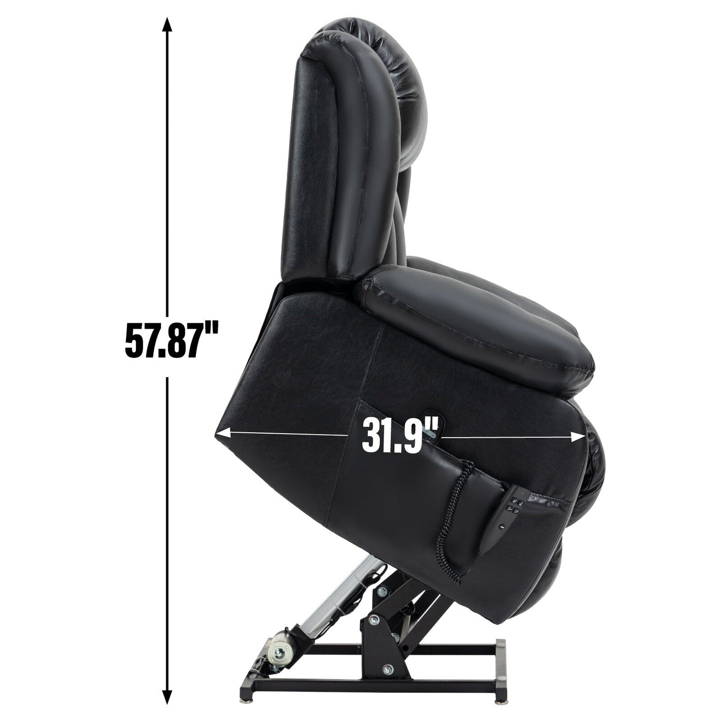 Brown Leather Power Lift Recliner with Massage, Lumbar Heat, and Dual Motors