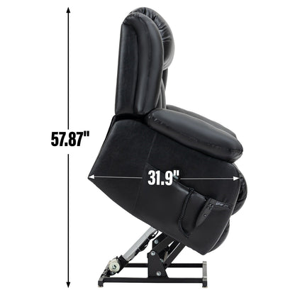 Brown Leather Power Lift Recliner with Massage, Lumbar Heat, and Dual Motors