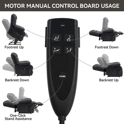 Brown Leather Power Lift Recliner with Massage, Lumbar Heat, and Dual Motors