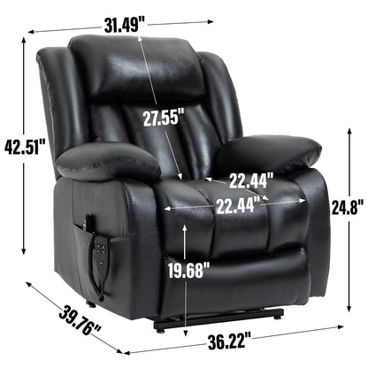 Brown Leather Power Lift Recliner with Massage, Lumbar Heat, and Dual Motors