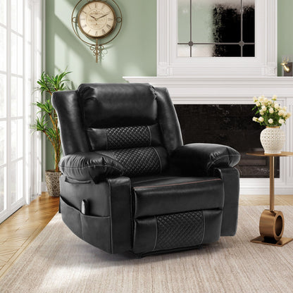 Brown Manual Leather Recliner with Massage, Heat, and Multi-Reclining Options
