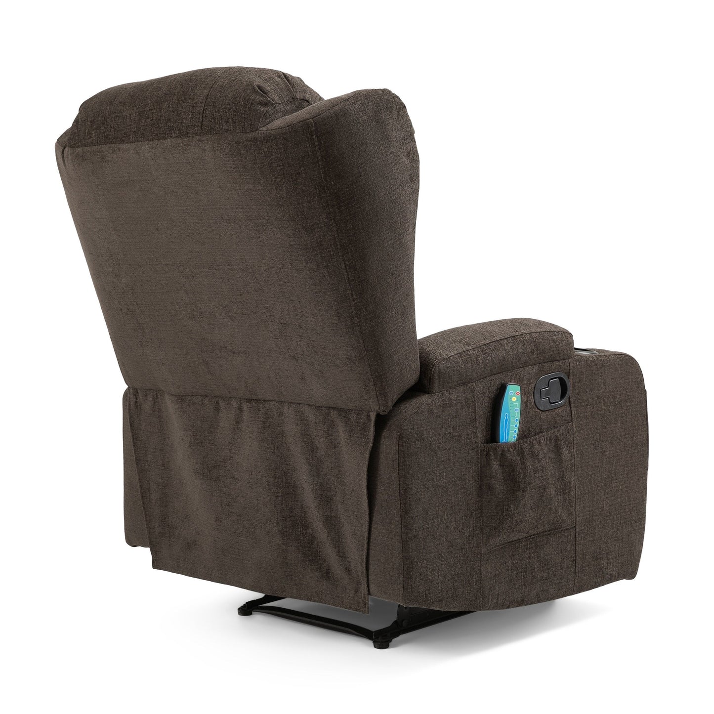 Brown Massage Recliner Chair with Heating, 5 Massage Modes, Cup Holders, Remote Control, and Manual Reclining Function