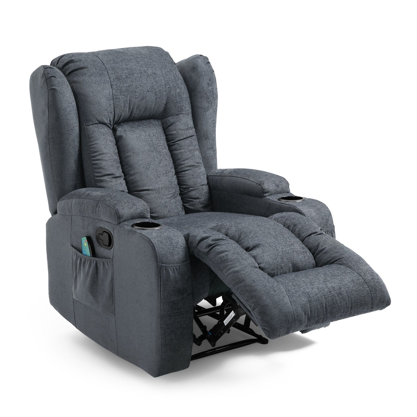 Brown Massage Recliner Chair with Heating, 5 Massage Modes, Cup Holders, Remote Control, and Manual Reclining Function