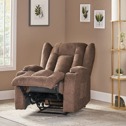 Brown Massage Recliner Chair with Heating, 5 Massage Modes, Cup Holders, Remote Control, and Manual Reclining Function