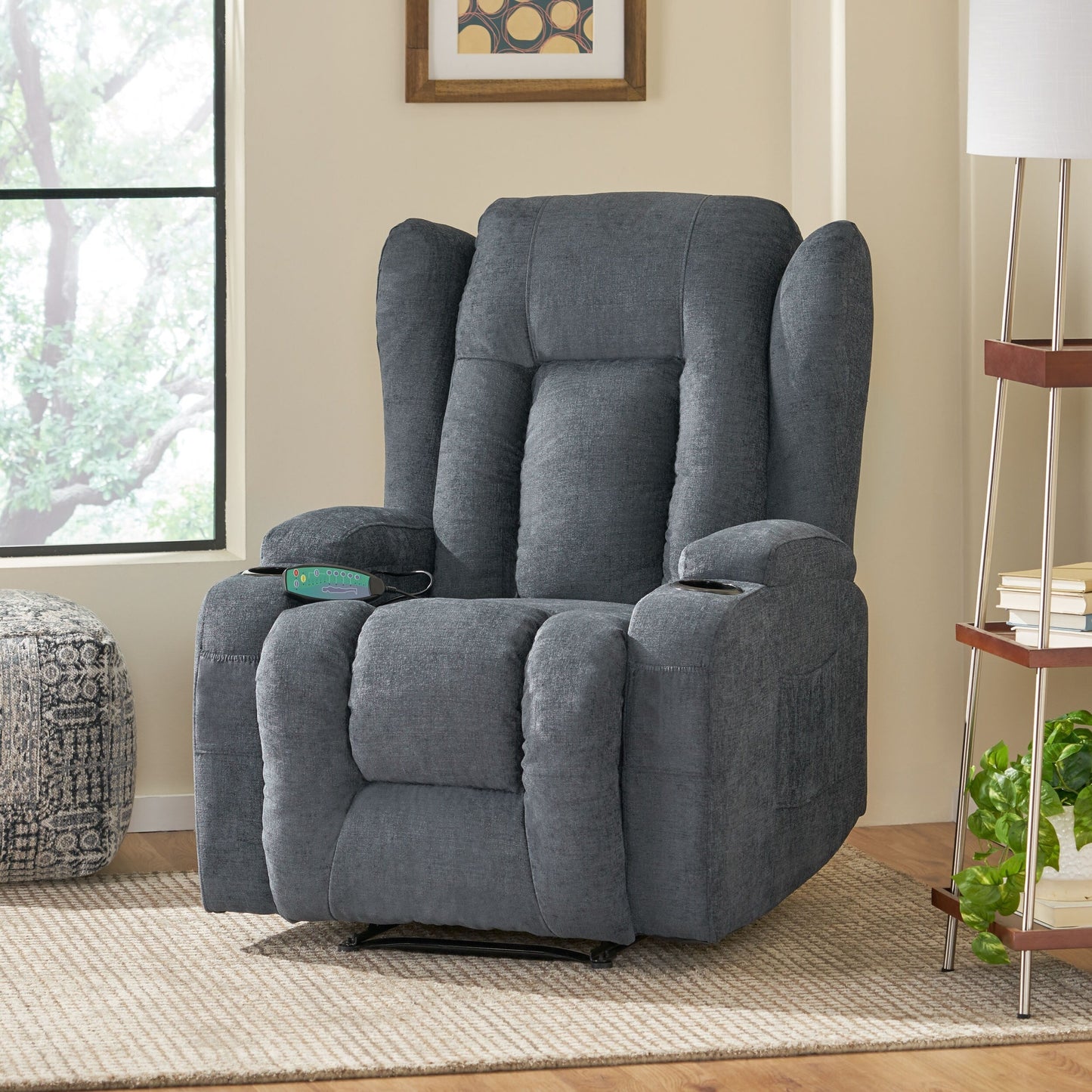 Brown Massage Recliner Chair with Heating, 5 Massage Modes, Cup Holders, Remote Control, and Manual Reclining Function