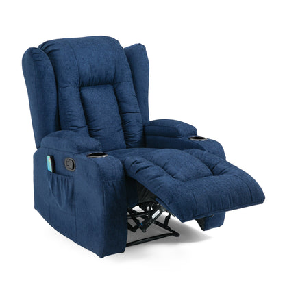 Brown Massage Recliner Chair with Heating, 5 Massage Modes, Cup Holders, Remote Control, and Manual Reclining Function