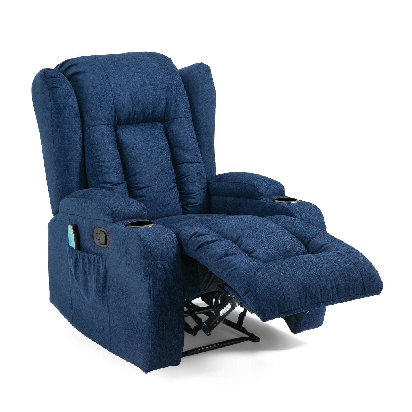 Brown Massage Recliner with Heating, 5 Massage Modes, Cup Holders, Remote Control, and Manual Recline Feature