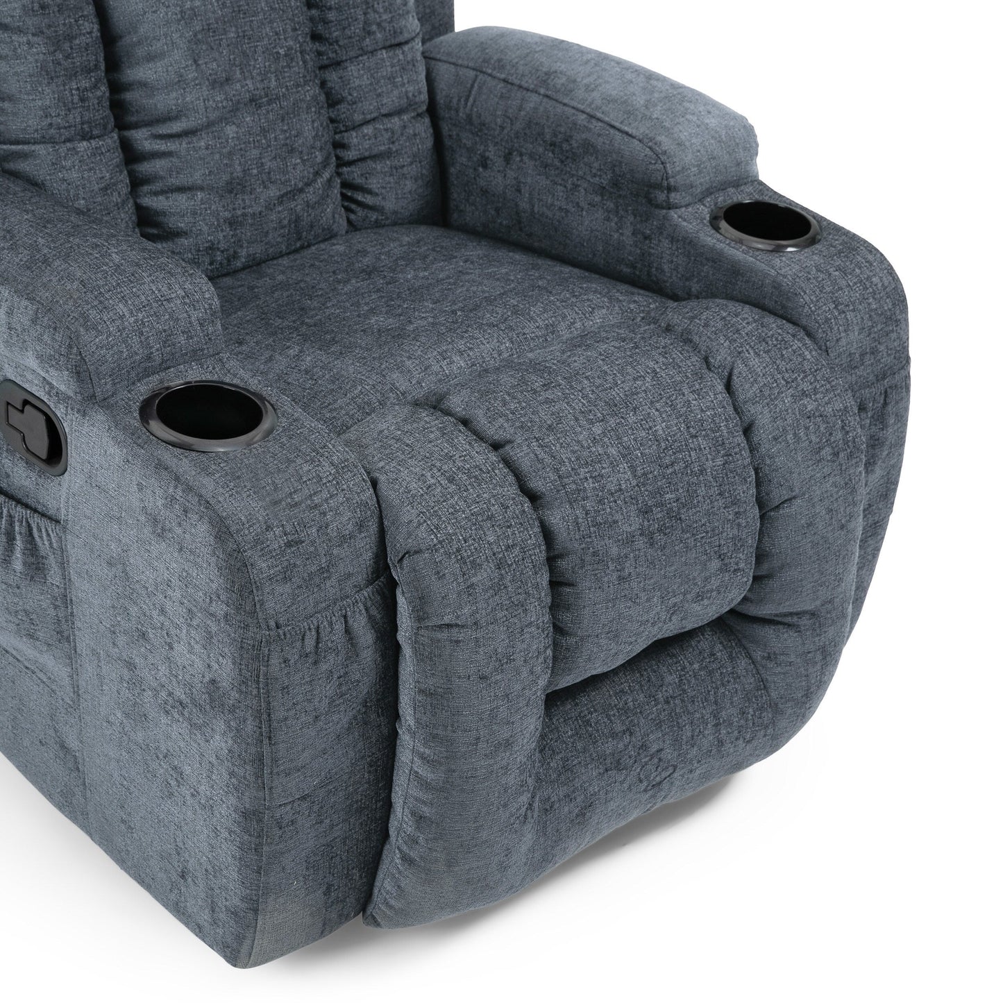 Brown Massage Recliner with Heating, 5 Massage Modes, Cup Holders, Remote Control, and Manual Recline Feature