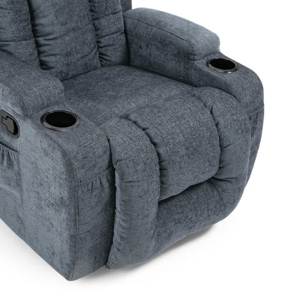 Brown Massage Recliner with Heating, 5 Massage Modes, Cup Holders, Remote Control, and Manual Recline Feature