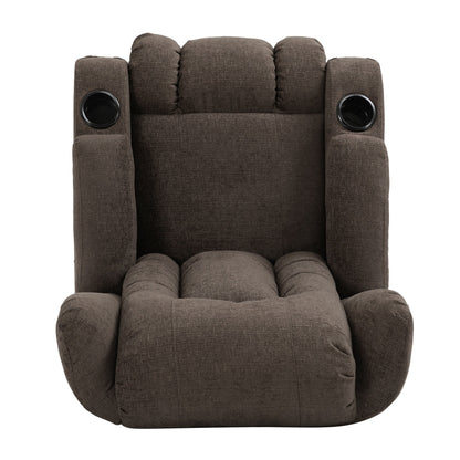 Brown Massage Recliner with Heating, 5 Massage Modes, Cup Holders, Remote Control, and Manual Recline Feature