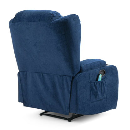 Brown Massage Recliner with Heating, 5 Massage Modes, Cup Holders, Remote Control, and Manual Recline Feature