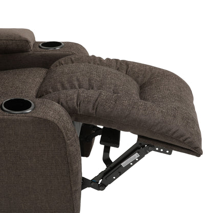 Brown Massage Recliner with Heating, 5 Massage Modes, Cup Holders, Remote Control, and Manual Recline Feature